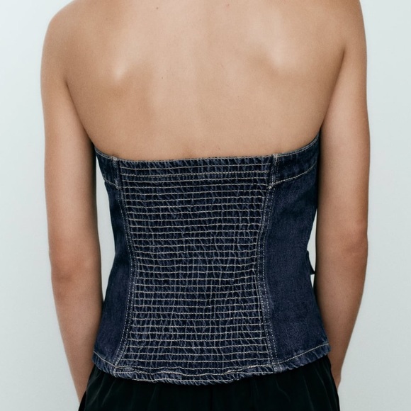 Fitted dark denim jeans top - Picture 3 of 7